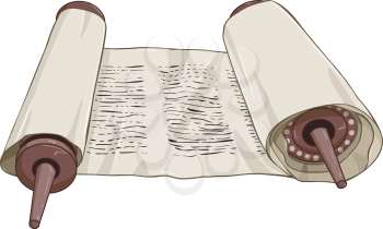 Vector illustration of an open torah scroll with text