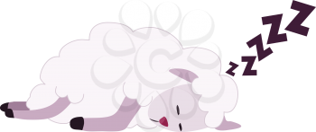 Vector illustration of a white sheep sleeping.