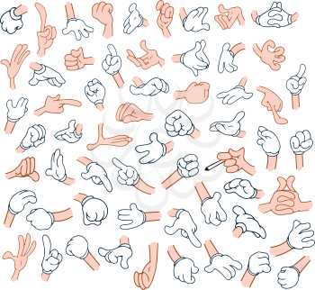 Royalty Free Clipart Image of Various Cartoon Hand Gestures