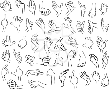 Royalty Free Clipart Image of Various Hand Gestures