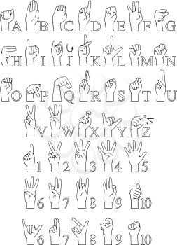 Royalty Free Clipart Image of the Sign Language Alphabet