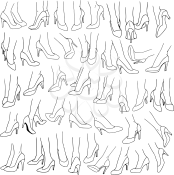 Royalty Free Clipart Image of a Womans Foot Set