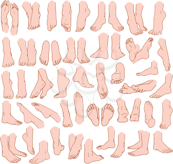 Royalty Free Clipart Image of 
Various Feet Gestures