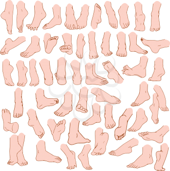 Royalty Free Clipart Image of a Human Foot Set