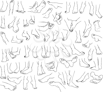 Royalty Free Clipart Image of Various Feet Gestures