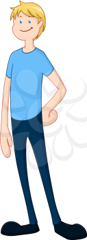Vector illustration of a blond guy standing and smiling.
