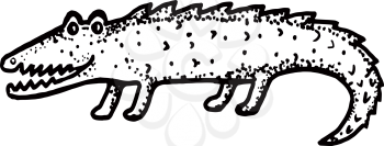 hand drawn, cartoon, sketch illustration of crocodile