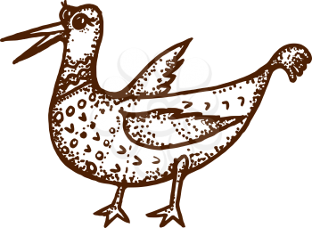 hand drawn, cartoon, sketch illustration of birdie