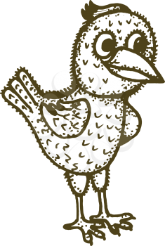 hand drawn, cartoon, sketch illustration of chicken