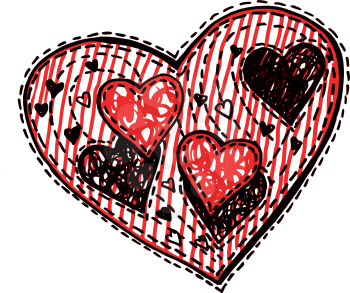 hand drawn, cartoon, sketch illustration of heart