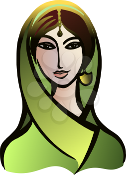 Vector graphic, artistic, stylized image of Indian woman in a sari