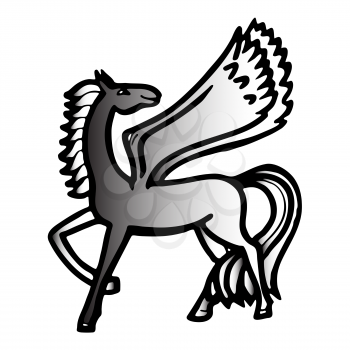 Vector graphic, artistic, stylized image of the mythological horse Pegasus