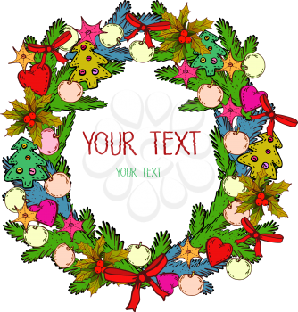 Vector graphic, artistic, stylized image of Christmas Wreath