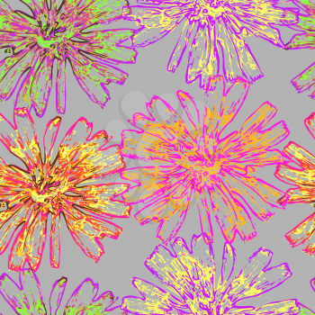 Vector graphics, artistic, stylized image of a seamless pattern watercolor chicory