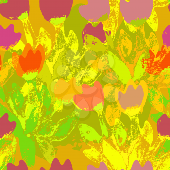 Vector graphics, artistic, stylized image of a seamless pattern watercolor bouquet tulips