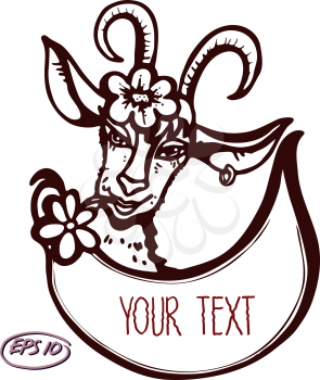Vector graphic, artistic, stylized image of New year of the Goat 2015
