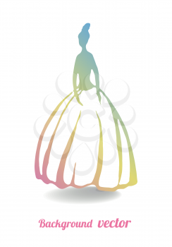 Silhouette of the girl in a beautiful evening dress, stylized to flower. Vector illustration. Eps10.
