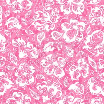Pink seamless texture with flowers in bloom for your design.