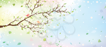 Nature background for your design with place for your text on the right. Vector illustration.