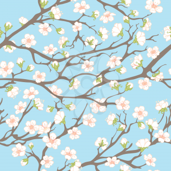 Spring background with branches and flowers for your design.