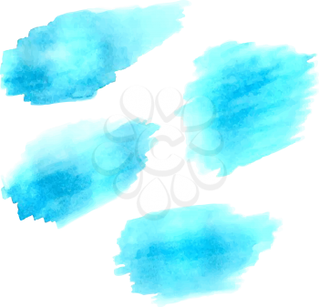 Hand-drawn blue brush strokes isolated on white background.