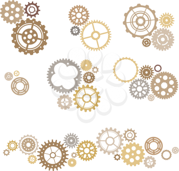 Vector set of various gears isolated on white background.