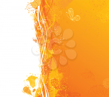 Ornate floral elements and butterflies. There are places for your text on white and yellow areas.