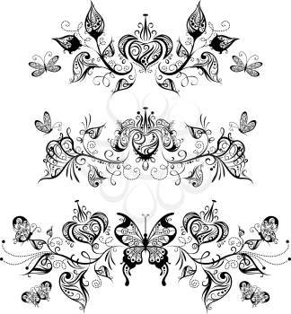 Ornate floral elements for your design isolated on white background.