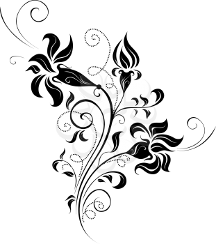 Ornate black and white floral design
