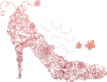 Illustration with abstract floral elements and patterns for your design isolated on white background.