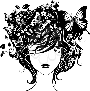 Illustration has abstract floral elements, patterns.