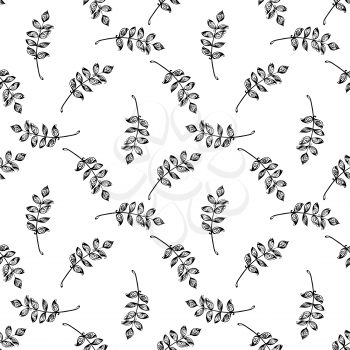 Black and white background of ornate leaves.