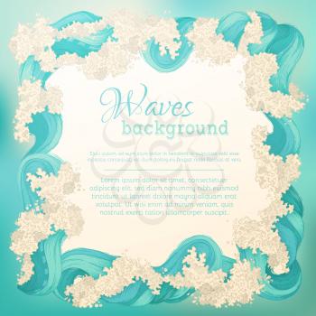 Water decorative frame. There is place for text in the center on light background. 