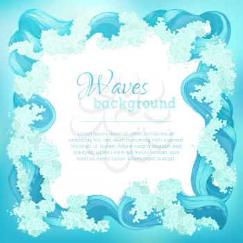 Ocean/sea decorative frame. There is place for text in the center on white background. 