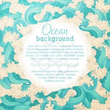 Ocean decorative illustration. There is place for text in the center. 