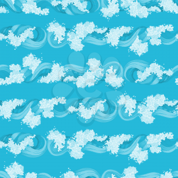 Seamless marine background of various blue waves. 