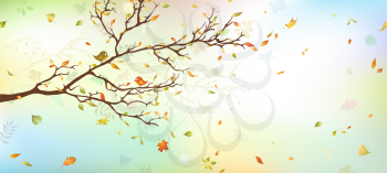 Bright vector nature background for your design with place for your text on the right. 