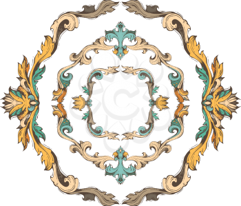 Ornate frames and page decorations isolated on white background. There is place for text in the center.
