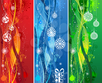 Vertical backgrounds for your Christmas design in red, blue and green colors.