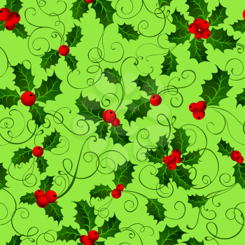 Green Christmas boundless background. Green and red. 