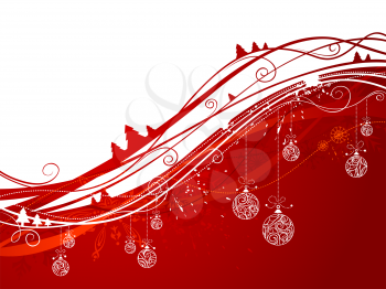 Grunge Christmas horizontal background with copy space for your text on white and red areas.