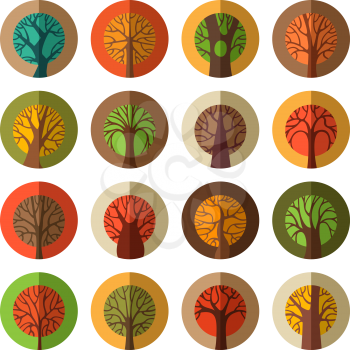 Various colourful vector round icons isolated on white background.