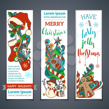 Three templates for your festive design. Christmas decorations and hand-lettering. There are places for your text on white area. 