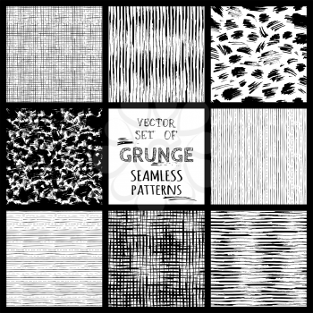 Vector grunge monochrome brush strokes backgrounds. Boundless background can be used for web page backgrounds, wallpapers, wrapping papers.