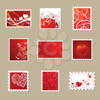 Various horizontal, vertical and square stamps for your romantic design. Ornate hearts, flowers and butterflies, vintage flourishes.