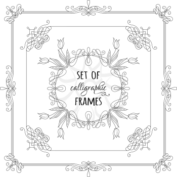 Vintage detailed linear ornaments, design elements, ornamental page decorations and dividers. Can be used for invitations, congratulations and cards.