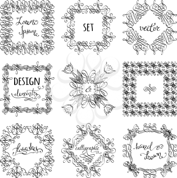 Vintage ornaments, design elements, flourishes, ornamental page decorations and dividers. Can be used for invitations, congratulations and cards.