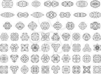 Vintage geometric ornaments and symbols. Isolated on white background. Black and white.