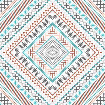 Vector high detailed stitches. Red, blue, grey and white. Tribal art print. Embroidery pattern. Can be used for web page backgrounds, wallpapers, wrapping papers and invitations.