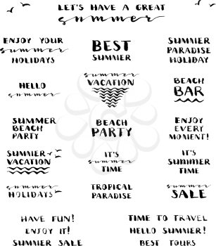 Summer Beach Party. Summer Time. Summer Sale. Tropical Paradise. Hello Summer! Lettering for posters, prints, invitations and greeting cards. 